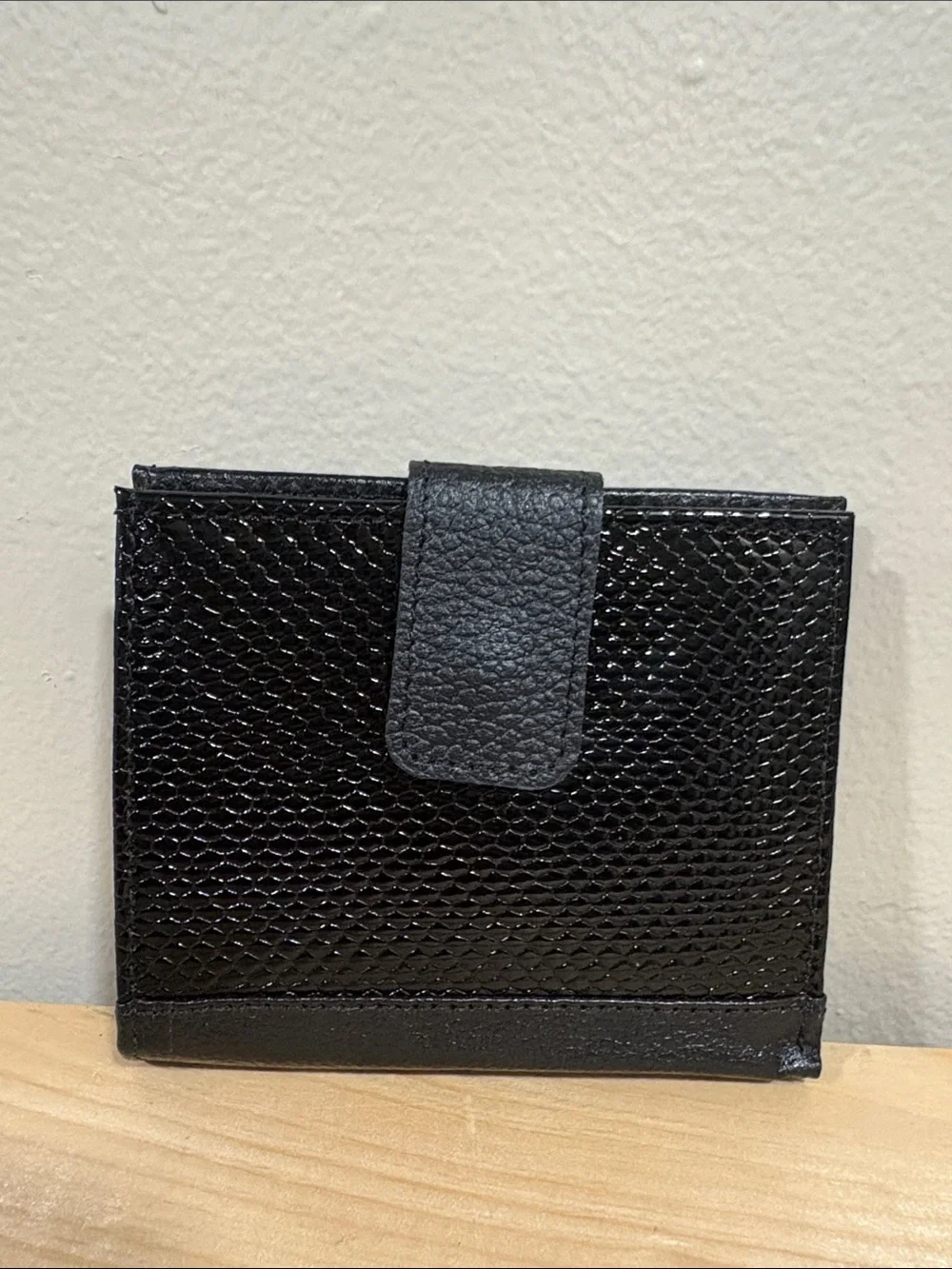 Black Textured Leather Wallet
